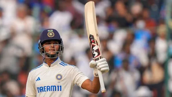 India's Yashasvi Jaiswal celebrates his fifty runs during the first day of their first test cricket against England in Hyderabad, India, Thursday, Jan. 25, 2024.