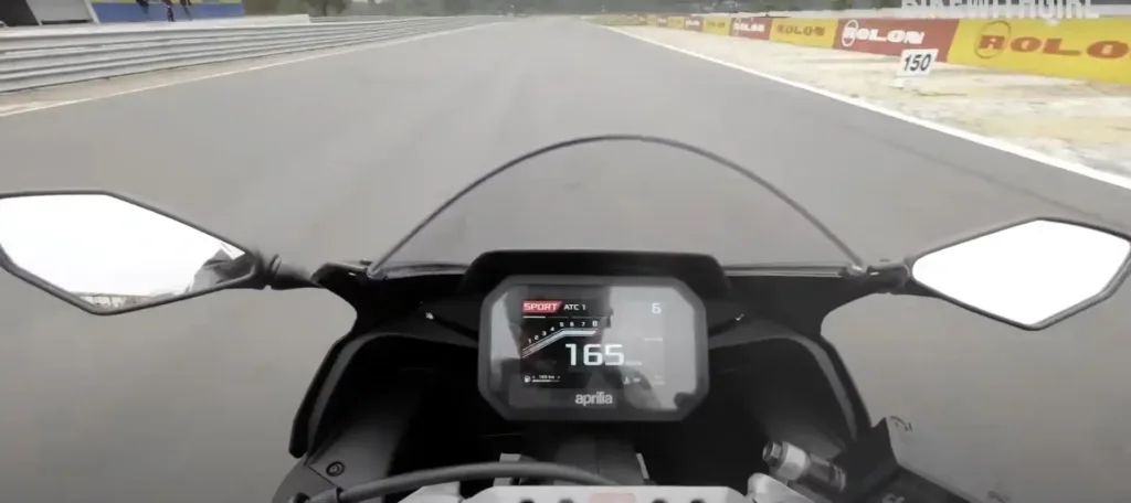 Aprillia RS 457 top speed on the track.